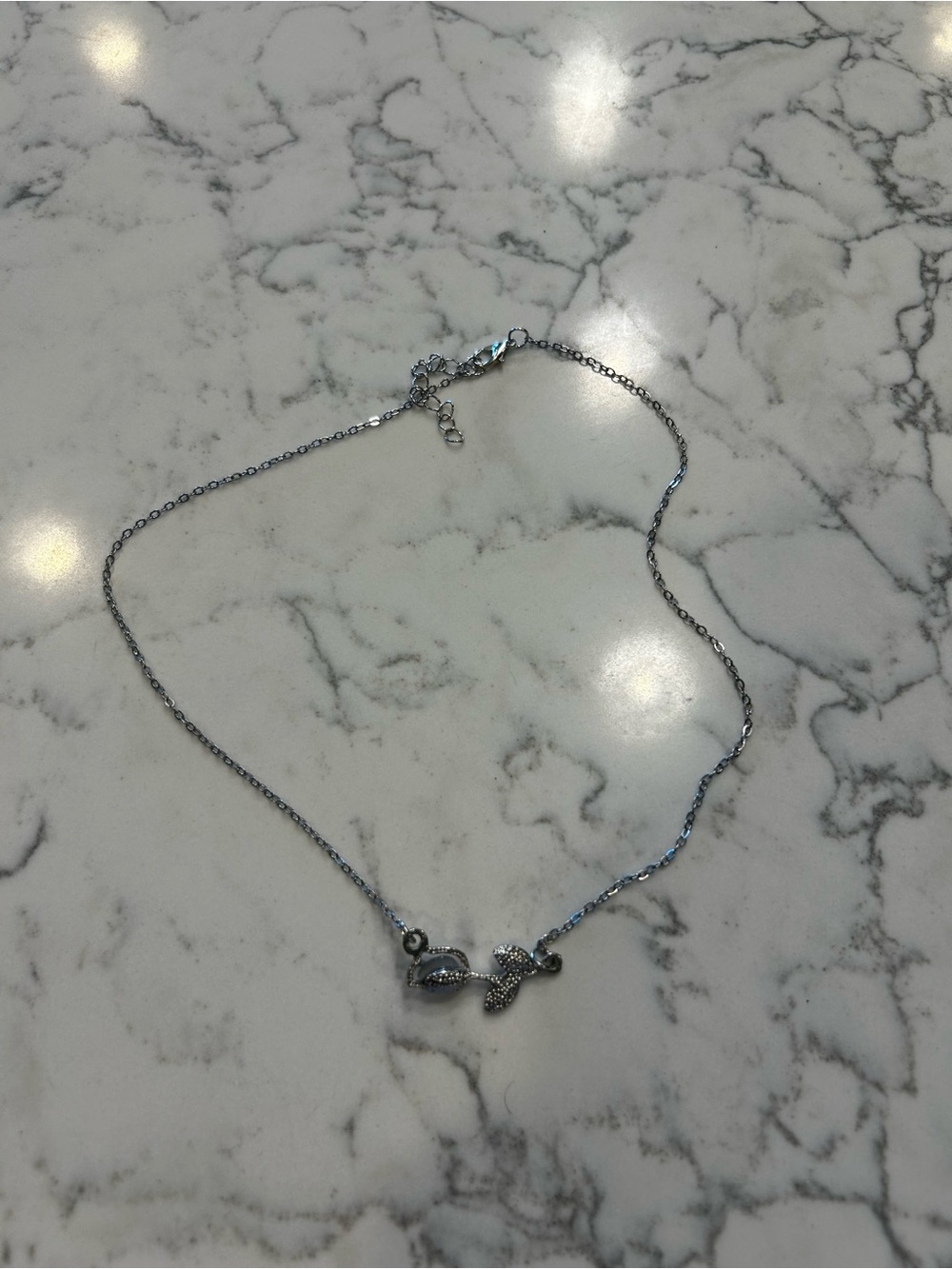 Silver Toned Tulip Necklace
